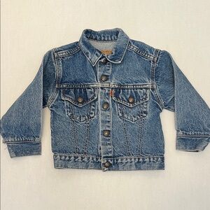 VINTAGE LEVIS ORANGE TAB KIDS TRUCKER JEAN JACKET SIZE 5T